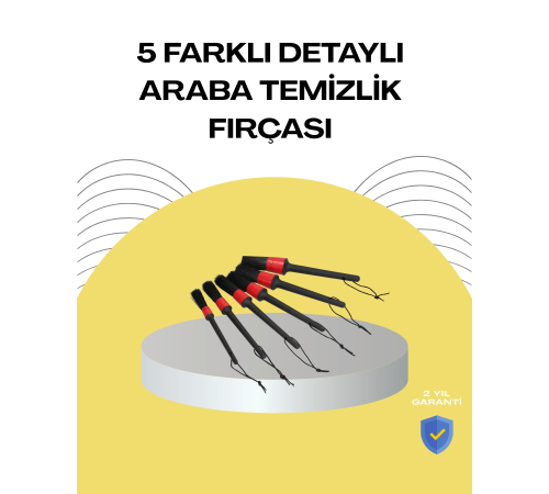 5 Boy Fırçalı Araba Temizlik Seti-Derin Temizlik Sağlayan Yumuşak Fırçalar