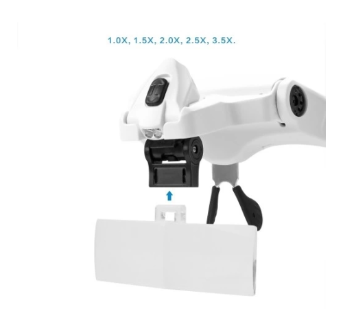 5 Lens 1.0x3.5x, 2led Işıklı  Ile Ayarlanabilir Gözlük Büyüteç9892b2