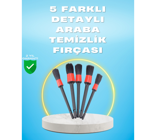 5'li Araba Temizlik Fırçaları-Farklı Boyutlu Fırçalarla Derinlemesine Temizlik