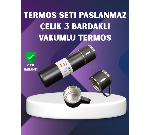 500 ml Isı Korumalı Çelik Termos ve Bardak Seti | Silikon Tabanlı, Şık ve Pratik 500 ml Isı Korumalı Çelik Termos ve Bardak Seti | Silikon Tabanlı, Şık ve Pratik