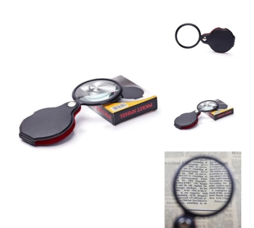 5x 60mm Cam Optik Lens,katlabilir,deri Kaplamalı Cep Büyüteçxx1051