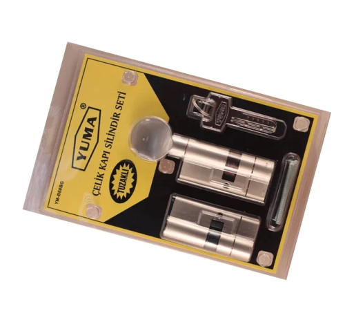 68mm Mandallı Çelik Kapı Tuzaklı Barel Seti - Sarı