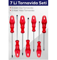 7'li Tornavida Seti (4 Adet Düz Tornavida 3 Adet Yıldız Tornavida)
