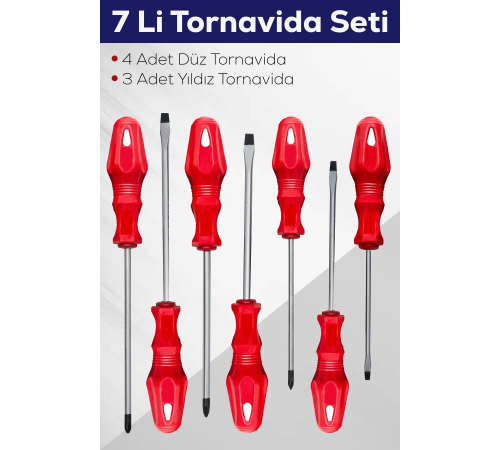 7'li Tornavida Seti (4 Adet Düz Tornavida 3 Adet Yıldız Tornavida) 7'li Tornavida Seti (4 Adet Düz Tornavida 3 Adet Yıldız Tornavida)