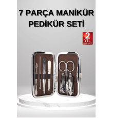 7 Parça Manikür Pedikür Seti El Ayak Bakımı Çantalı Paslanmaz Çelik