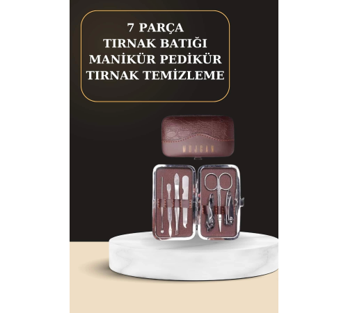 7 Parça Manikür Pedikür Seti El Ayak Bakımı Çantalı Paslanmaz Çelik