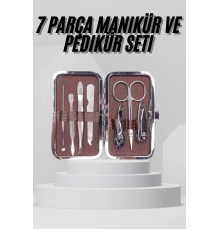 7 Parça Paslanmaz Çelik Manikür ve Pedikür Seti Çantalı Profesyonel