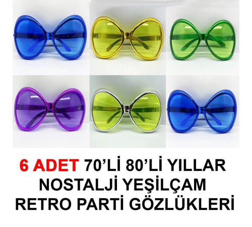 70li 80li Yıllar Nostalji Yeşilçam Retro Parti Gözlükleri 6 Adet