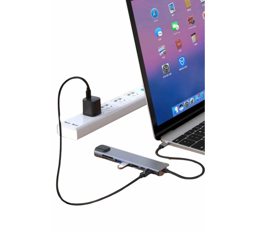 8 Port Çoklayıcı Macbook Ile Uyumlu Çoğaltıcı Type-C dönüştürücü TF SD kart