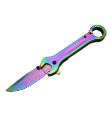8000a Anahtar Görünümlü Renkli Kamp Çakı 19 Cm - Otomatik, Metal Sap