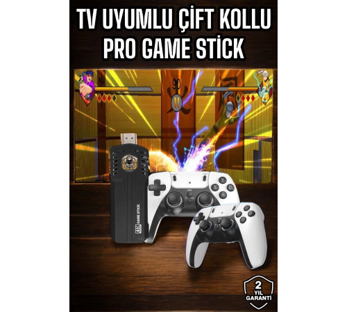 8K Android TV Gme Stick Video Oyun Konsolu Aile Retro 35000 Oyunlu Çift Kollu