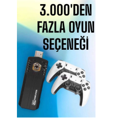 8K Android TV Gme Stick Video Oyun Konsolu Aile Retro 35000 Oyunlu Çift Kollu