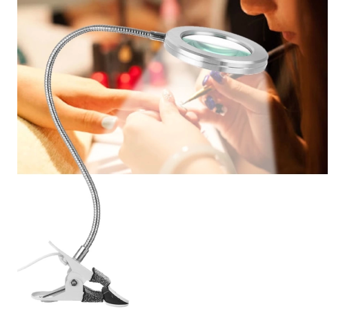 8x Büyütmeli Mandallı, Usb Girişli Masa Lambalı, Okuma Ve Güzellik Salon İçin Büyüteç 2088a