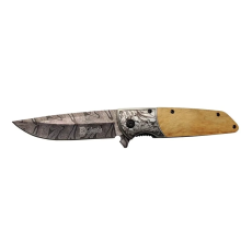 A2150c Kahve Kamp Çakısı 21cm- Manuel, Ahşap İşlemeli Sap,kemerlikli