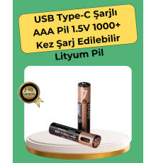 AAA Boyutunda USB Şarjlı Pil – Kompakt Tasarım, Geniş Uyumluluk