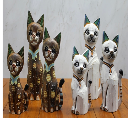 Ahşap 3'lü 50 Cm Kedi Seti 3sutama-2 Ahşap 3'lü 50 Cm Kedi Seti 3sutama-2