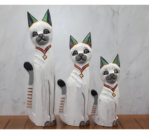 Ahşap 3'lü Kedi Seti 50 Cm Okas:1 Ahşap 3'lü Kedi Seti 50 Cm Okas:1