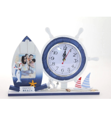Ahşap Marin Dümenli Çerceveli Saat Alk2456