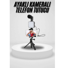 Akıllı Telefon Vlog Kiti Tripod Mini Mikrofonlu Telefon Tutucu