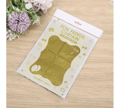 Altın Gold Renk Dikdörtgen Kesim Parlak Sim Görünümlü Fon Perde Dekor 1x2 Metre