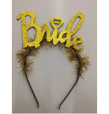 Altın Renk Bekarlığa Veda İtalik Yazı Alyanslı Bride Taç