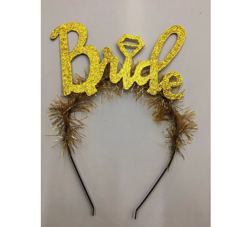 Altın Renk Bekarlığa Veda İtalik Yazı Alyanslı Bride Taç