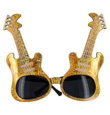 Altın Renk Rockn Roll Gitar Şekilli Parti Gözlüğü 15x15 Cm