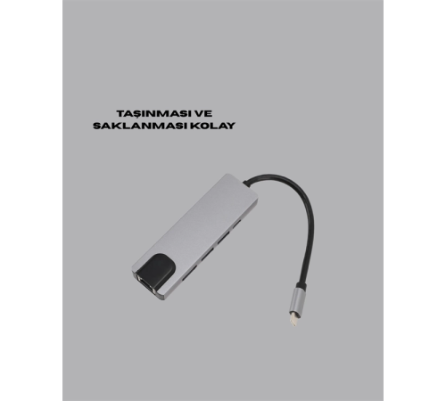 Alüminyum Gövdeli Type‑C HDMI & Ethernet Adaptör – Tak & Çalıştır