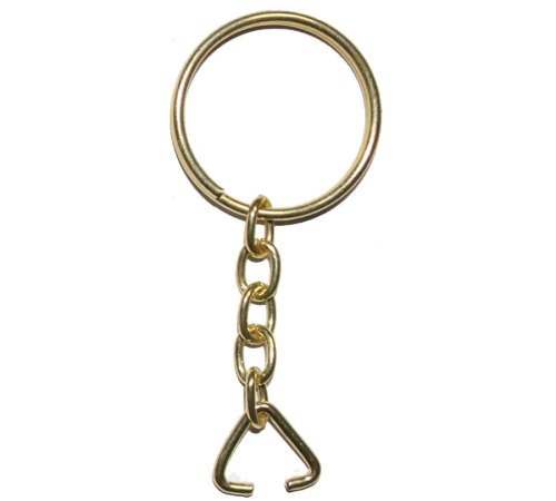 Anahtarlık Halkası, Halka + Zincir + Üçgen, 24mm, Altın, Sarı, 1 Adet Anahtarlık Halkası, Halka + Zincir + Üçgen, 24mm, Altın, Sarı, 1 Adet