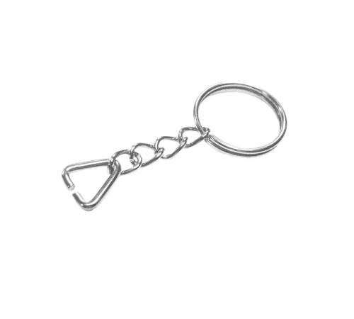 Anahtarlık Halkası, Halka + Zincir + Üçgen, 24mm, Gümüş, Nikel, 1 Adet Anahtarlık Halkası, Halka + Zincir + Üçgen, 24mm, Gümüş, Nikel, 1 Adet