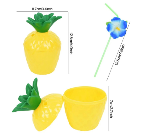 Ananas Hawaii Luau Aloha Pipetli İçecek Kabı Bardak 10x13 Cm 1 Adet Ananas Hawaii Luau Aloha Pipetli İçecek Kabı Bardak 10x13 Cm 1 Adet