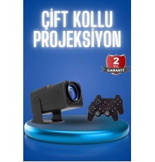 Android Projeksiyon Siyah Taşınabilir Sinema Projektörü 4k 1080p Ev Sineması Bluetooth