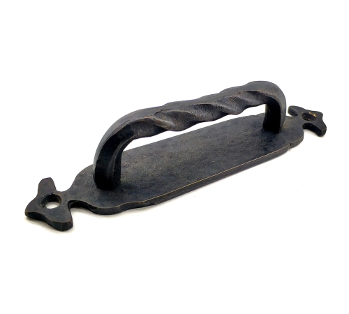 Antika Tarz Dekoratif Pirinç Burgulu Çekme Kol - 148x33 Mm, Oksit