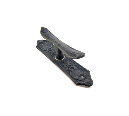 Antika Tarz Dekoratif Pirinç Çiçekli Pencere Kolu - 165x38 Mm, Oksit