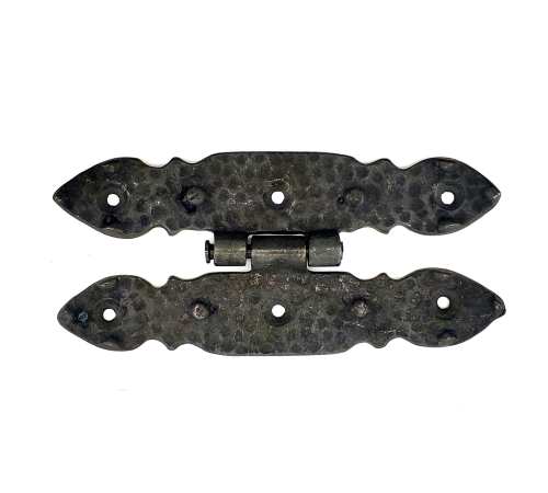 Antika Tarz Dekoratif Pirinç Düğmeli Menteşe - 142x69 Mm, Oksit