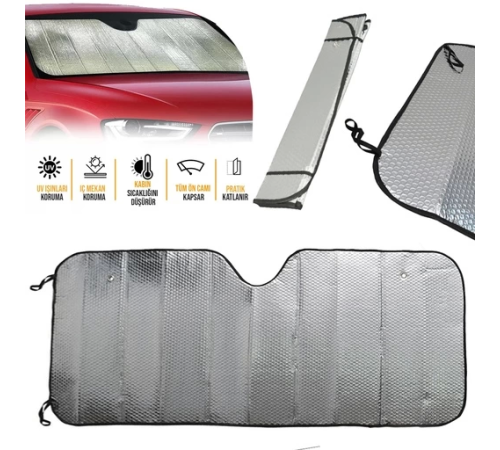 Araç Ön Cam Güneşlik UV ve Isı Koruma Katlanabilir Toyota Corolla Skoda Superb Dacia Duster Ford Focus