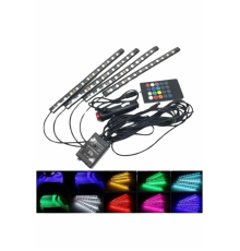 Araç İçi Ayak Altı 12'li Şerit Led Işık Uzaktan Kumandalı RGB Işıklı Ses ve Müziğe Duyarlı