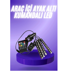 Araç İçi Ayak Altı 12'li Şerit Led Işık Uzaktan Kumandalı RGB Işıklı Ses ve Müziğe Duyarlı