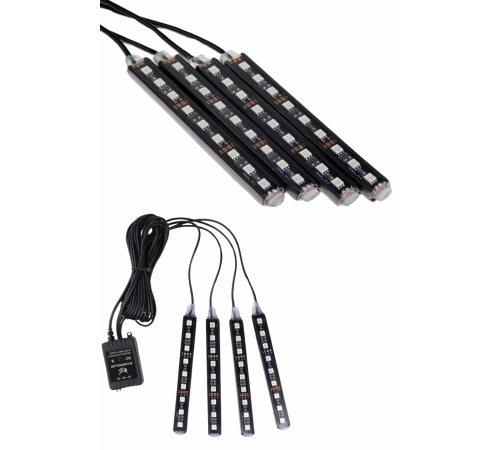 Araç İçi Ayak Altı 12'li Şerit Led Işık Uzaktan Kumandalı RGB Işıklı Ses ve Müziğe Duyarlı