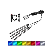 Araç İçi Ayak Altı Led 12 Led Işık Sese Müziğe Duyarlı RGB Işıklı Aydınlatma Seti