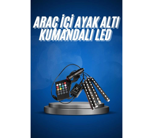 Araç İçi Ayak Altı Led 12 Led Işık Sese Müziğe Duyarlı RGB Işıklı Aydınlatma Seti