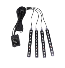 Araç Içi Aydınlatma Kumandalı 12 Led Ayak Altı Led Ambiyans Işığı Sese Duyarlı Kumandalı