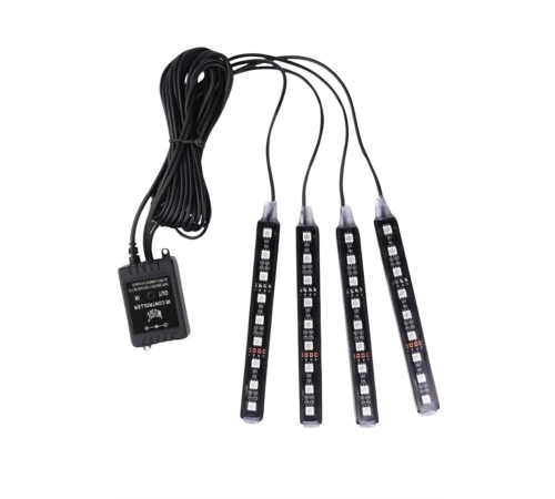 Araç Içi Aydınlatma Kumandalı 12 Led Ayak Altı Led Ambiyans Işığı Sese Duyarlı Kumandalı
