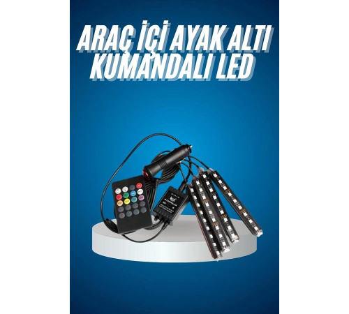 Araç Içi Aydınlatma Kumandalı 12 Led Ayak Altı Led Ambiyans Işığı Sese Duyarlı Kumandalı
