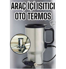 Araç İçi Çelik Su Isıtıcı Termos Bardak Çakmak Girişli Kupa Görünümlü