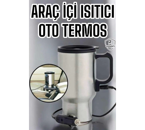 Araç İçi Çelik Su Isıtıcı Termos Bardak Çakmak Girişli Kupa Görünümlü