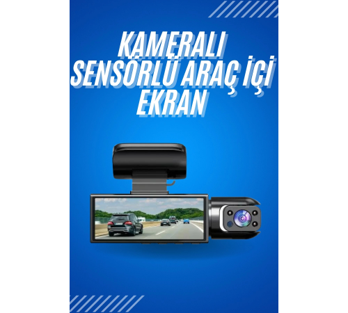 Araç İçi Full Hd Kamera Ön ve Arka Kameralı Ekranlı Araç Kamerası