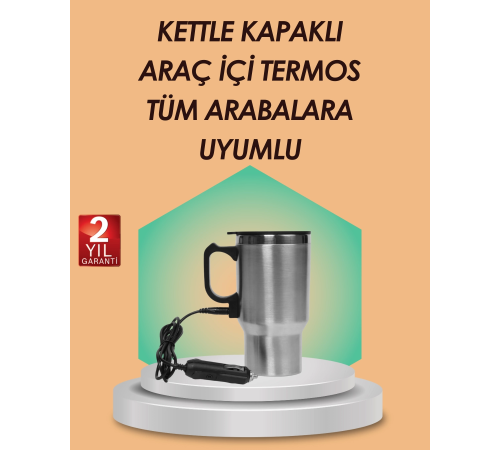 Araç İçi Isıtıcı Termos Bardak Paslanmaz Çelik