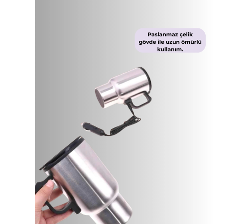 Araç İçi Isıtıcı Termos Bardak Paslanmaz Çelik