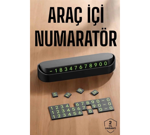 Araç İçi Numaratör Numaralık Torpido Üstü Açılır Kapanır Telefon Numarası Bırakma